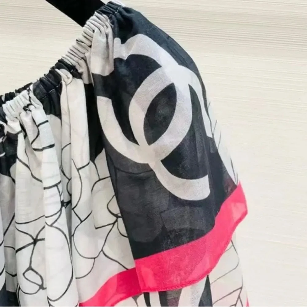 CHANEL Floral Off-Shoulder Crop Top cotton Size 38 - Picture 5 of 16